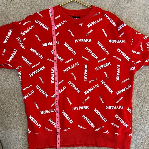 Ivy Park "all over logo" Red & White Sweatshirt Oversized Women's Size Small - Picture 7 of 7