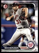 Max Scherzer 2019 Bowman #71 Washington Nationals FREE SHIPPING AutographDen