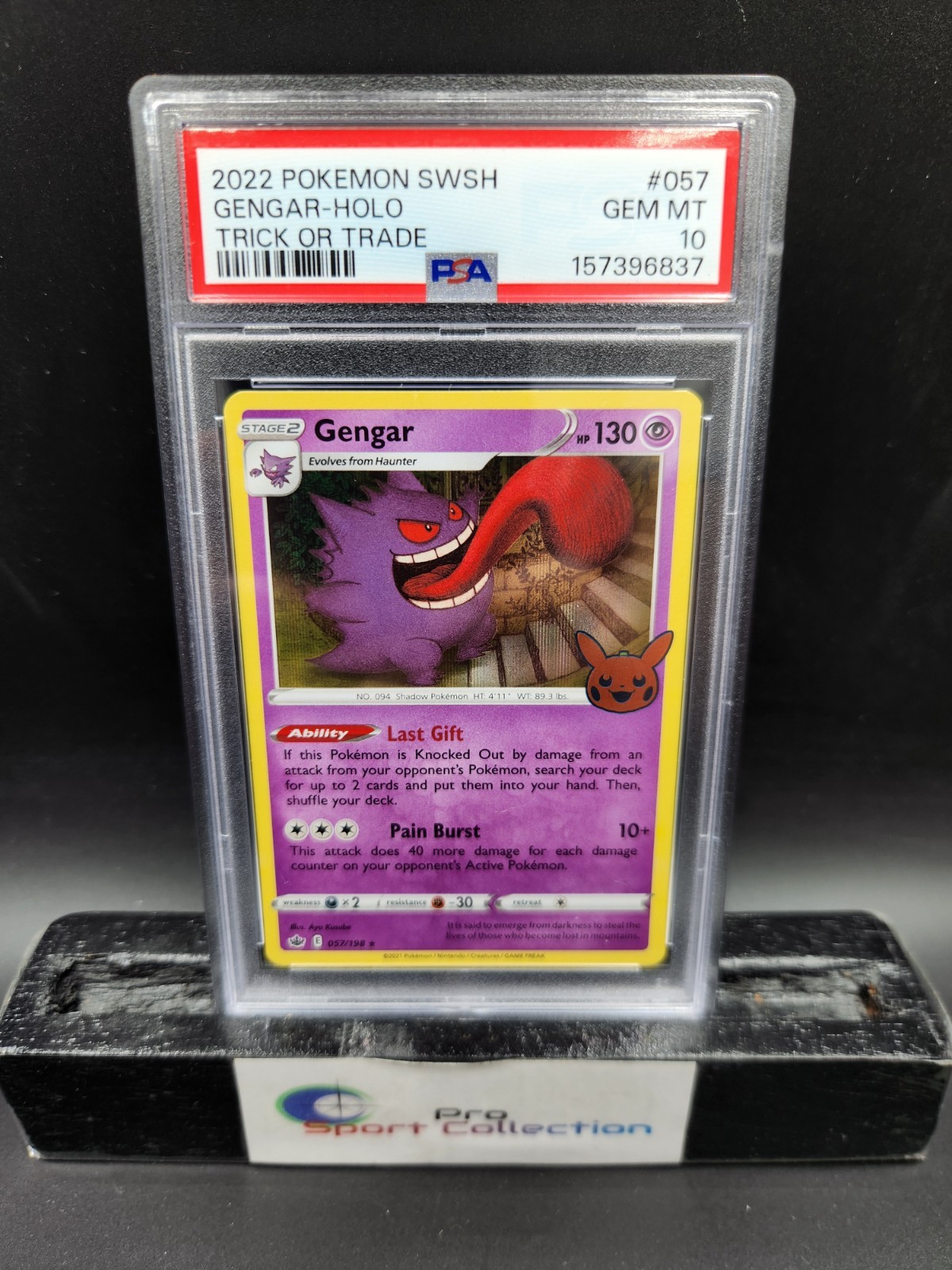 2021 POKEMON SWORD & SHIELD CHILLING REIGN 057 GENGAR-HOLO TRICK OR TRADE PSA 10