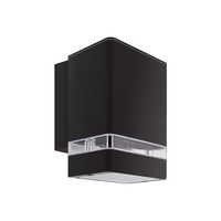 AußEnleuchte Wand Schwarz Aluminium Glas GU10 IP54 H: 16 Cm Lampe Downlight