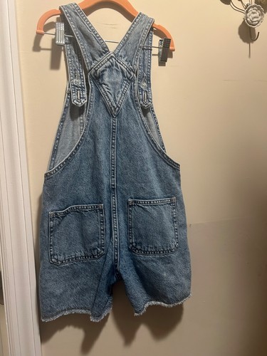 Kid's GAP Medium 8/9 Denim Overall Shorts 100% Cotton Adjustable Straps - Picture 7 of 9