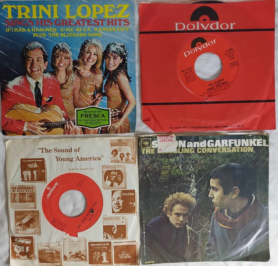 15 Vinyl Record Lot VTG 45s Rock Pop 60s & 70s 7” GUESS WHO, SIMON & GARFUNKEL Foto 2 de 4