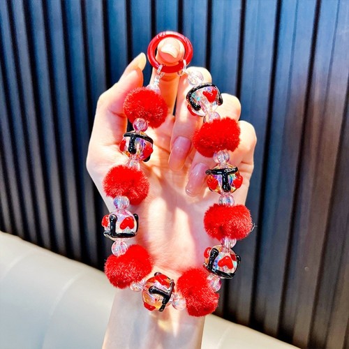Plush Beaded Phone Case Chain Bag Pendant Keychain Backpack Accessories - Photo 16 sur 19