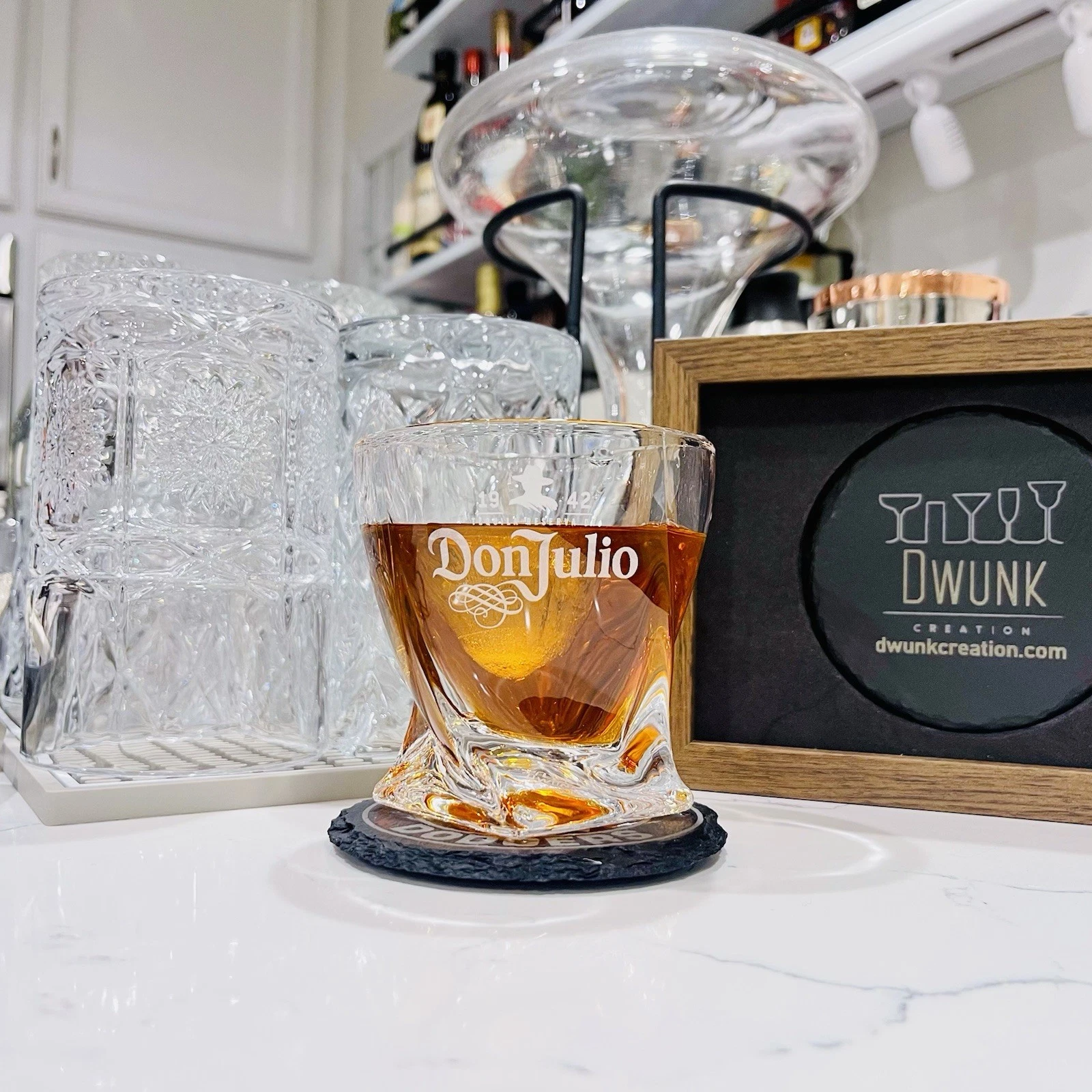 Engraved Don Julio Twisted Whiskey Glass - Twisted Whiskey Glasses