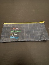 Blue Q Pencil Case Grid I  m A Planner I Plan Things Yellow Zipper