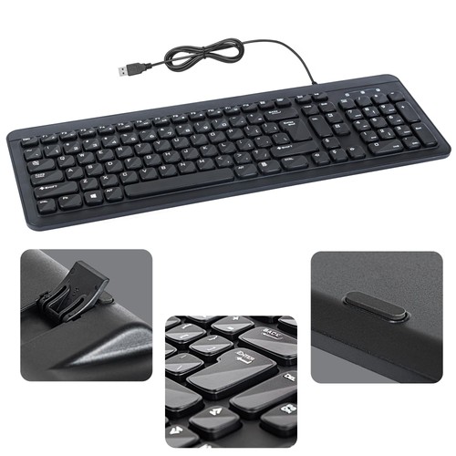 Retail Digitals Wired USB Keyboard | Full-Sized | Ergonomic | Soft Black