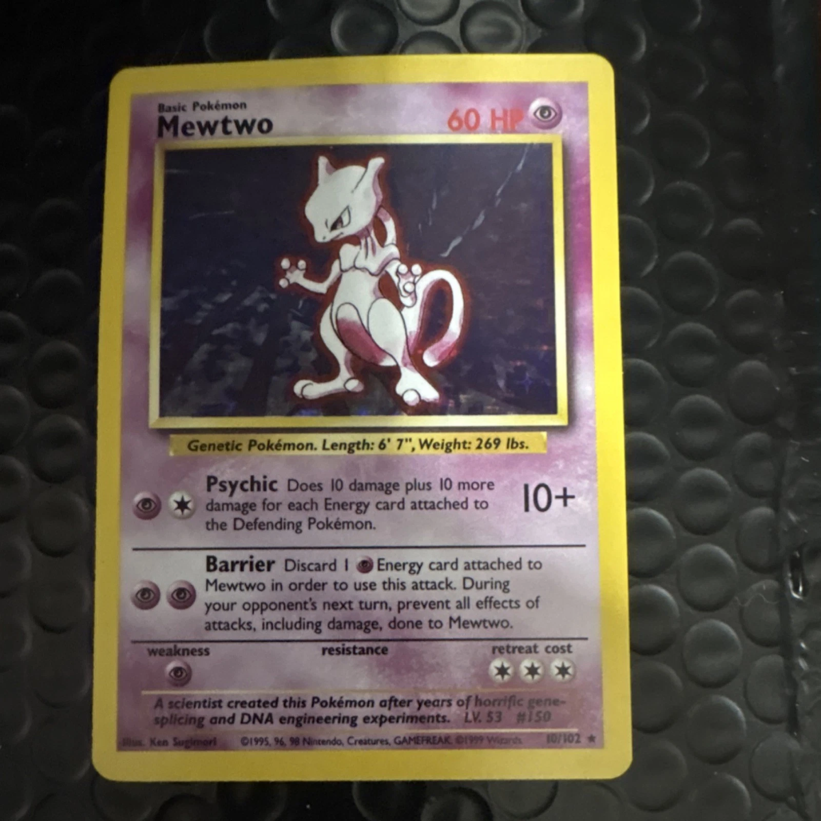 Pokémon Mewtwo Base Set Holo Rare 10/102 Basic HP60 Ken Sugimori
