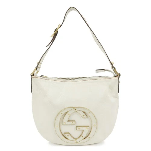 GUCCI Interlocking G Leather Hand Bag Shoulder Bag Ivory 121552 Auth Used F/S