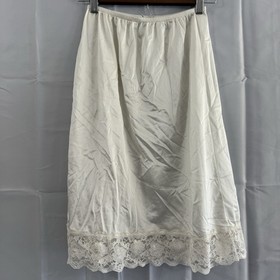 VTG Ashley Taylor White Half Slip/Skirt M Nylon Floral Lace Lingerie USA Sexy