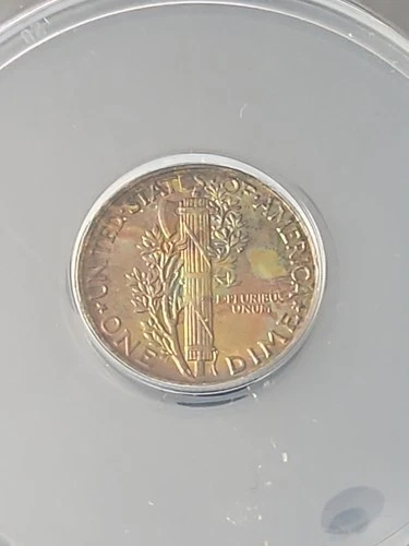 1944 MS63 Toned PCGS Mercury Dime Coin  Color