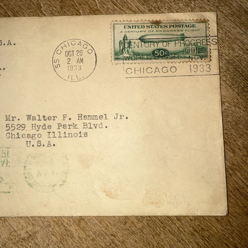 1933 US Flight Graf Zeppelin Airmail Chicago To Germany WF Great Multi Posts - Image 3 of 4