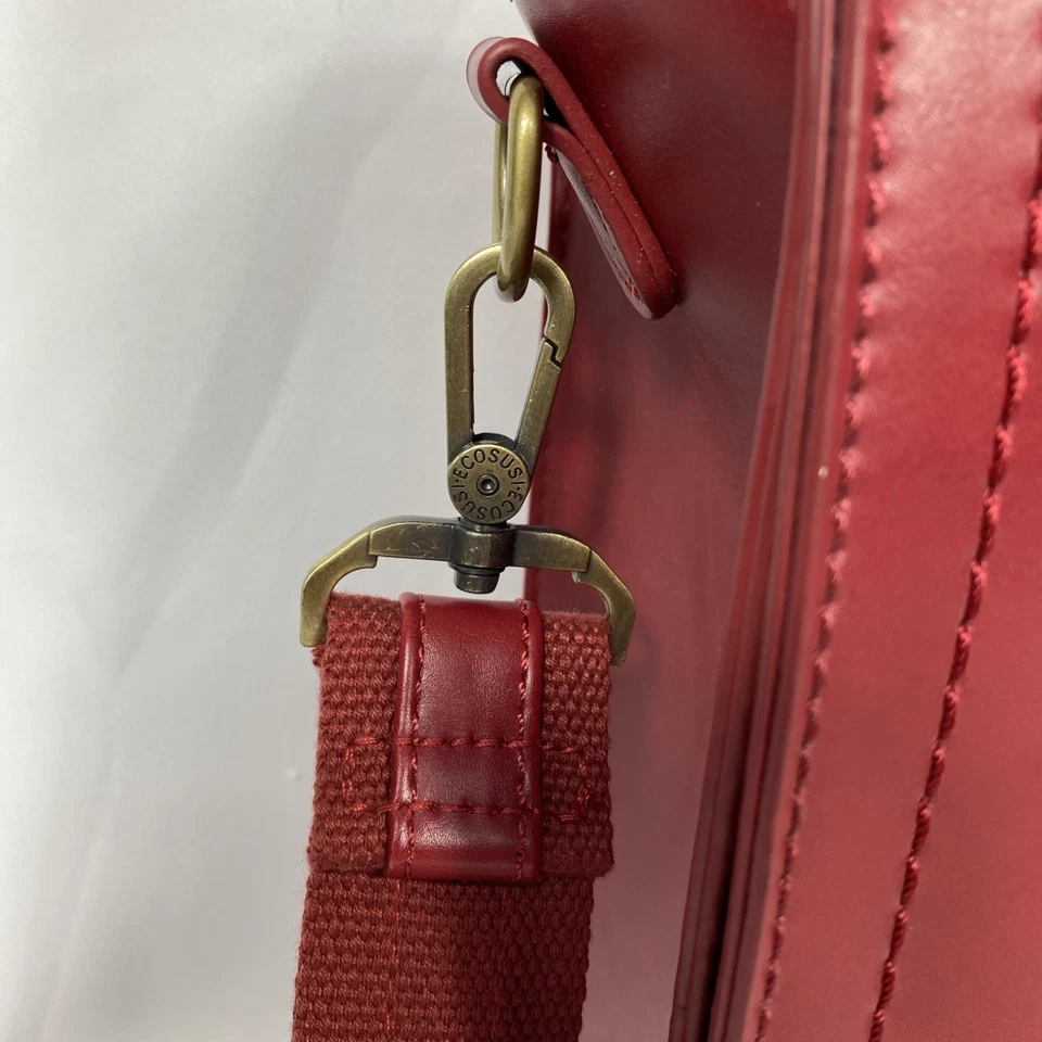 Красный веганский кожаный портфель Ecosusi — сумка-планшет для ноутбука с ручкой и ремнем - Изображение 2 из 4