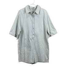 ZARA Oversized Flowy Light Blue Collared Button Down Romper Size Medium