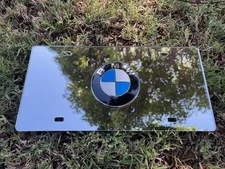 Mirrored BMW Style License Plate Raised Emblem…6" x 12" Vanity/Car Decor NEW