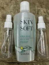 Avon Skin so Soft 5oz Unisex Original Bath Oil Bottle/Free 2Travel spray
