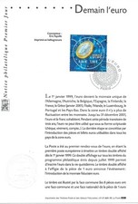 NOTICE PHILATELIQUE 2001 : DEMAIN l'EURO oblitérée 1er jour.