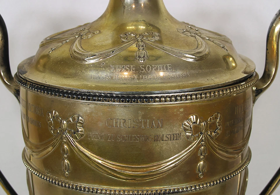 Antigua urna alemana de plata esterlina de la familia real Schleswig Holstein J.H. Werner Foto 3 de 4