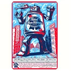 Vintage Pabst Blue Ribbon Beer Tin Metal Signs Robot PBR Wall Decor Sign