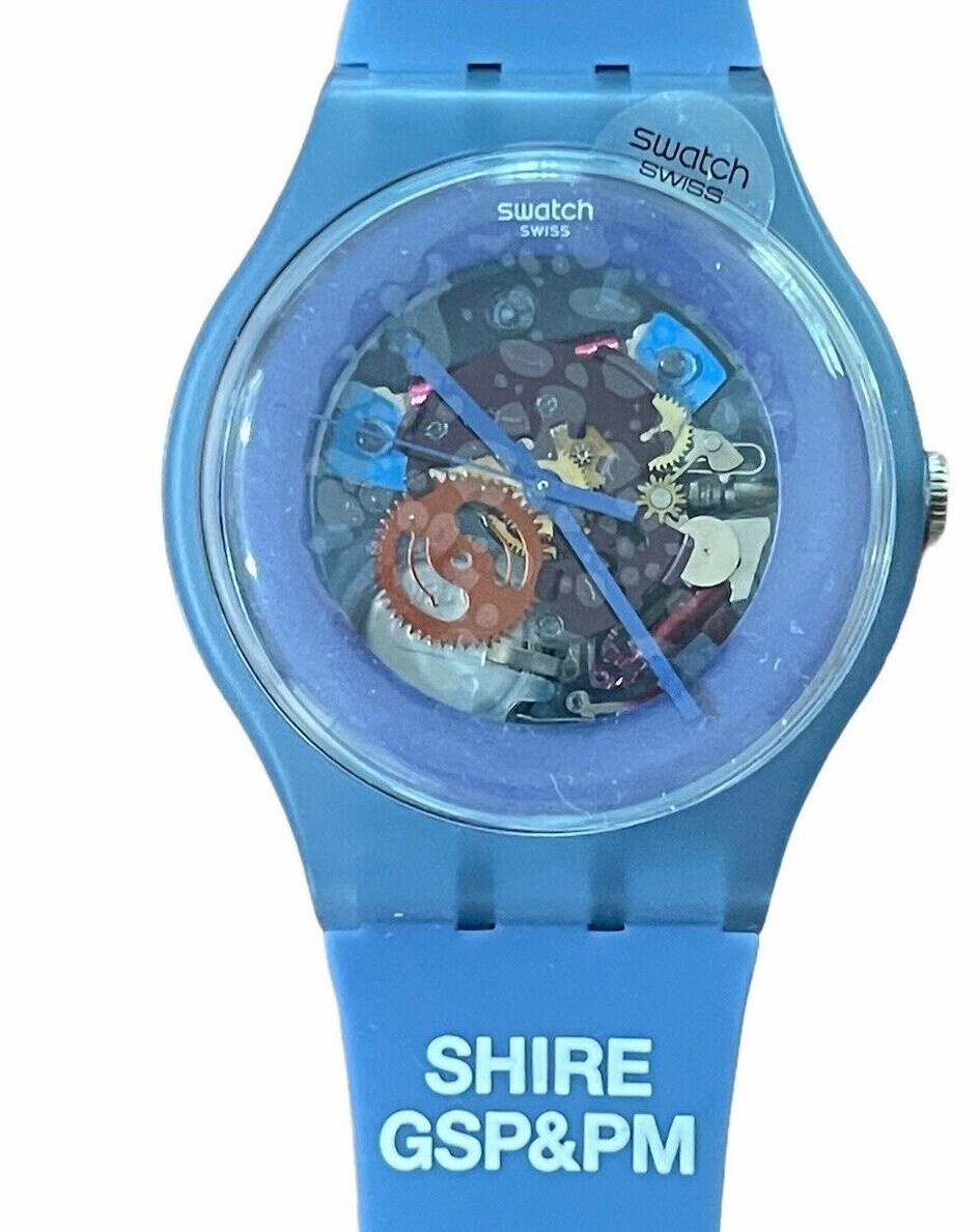 Swatch New Gent SUON102 Blue Grey Lacquered Silicone Shire Swatch New Gent SUON102 Blue Grey Lacquered Silicone Shire
