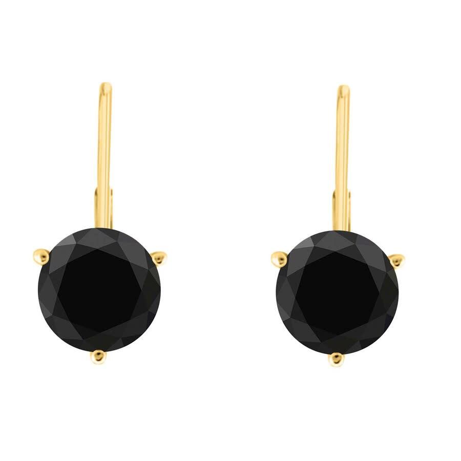Серьги Martini Leverback с черными бриллиантами Maulijewels весом 4 карата из желтого золота 14 карат 254190₽