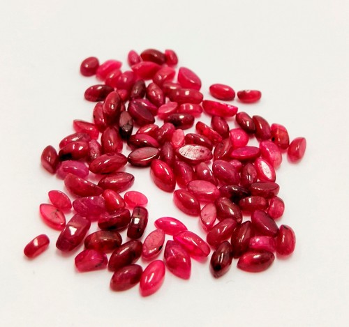 Lote de piedras preciosas sueltas cabujón rojo marquesa rubí natural 6x3 mm - Imagen 3 de 5