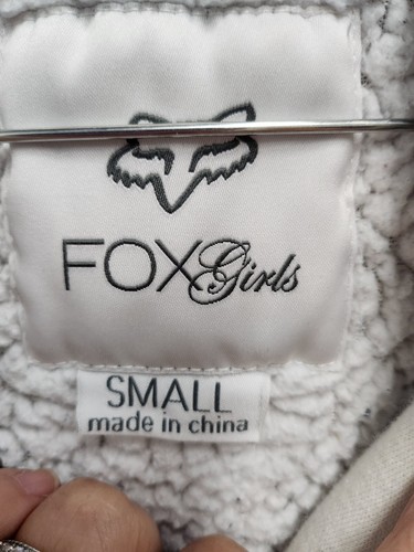 Fox Girls Fleece Lined Hoodie Jacket Small Black White Full Zip Sweatshirt - Picture 7 of 9
