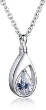 925 Sterling Silver Cremation Jewelry Memorial CZ Teardrop Ashes Keepsake Urns