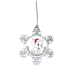 Baby White Elephant Calf 2024 Silver Snowflake Merry Christmas Ornament Gift