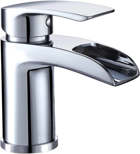 Hapilife Basin Taps Waterfall Mixers Bathroom Sink Mixer Tap Semi-Open with UK H
