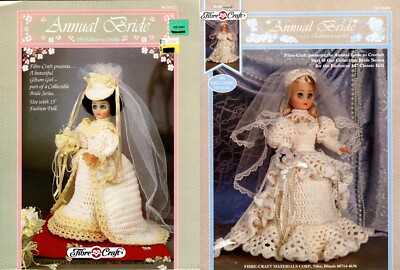 Annual Bride 1993 & 1995 Doll Clothes Crochet Leaflets by Fibre Craft