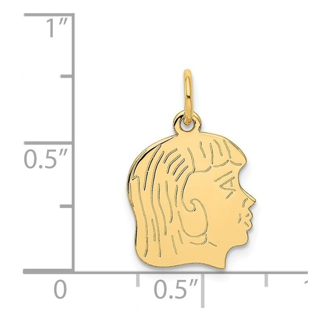 14k 14kt Yellow Gold Girl Head Charm 18mm X 13mm eBay