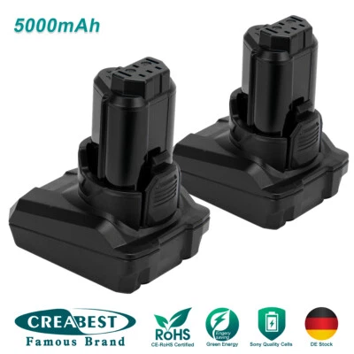 CREABEST 2x Batería Para AEG BS12C BS12C2 BSS12C 3520 L1215 L1215R 5.0AH 12V Batería Litio