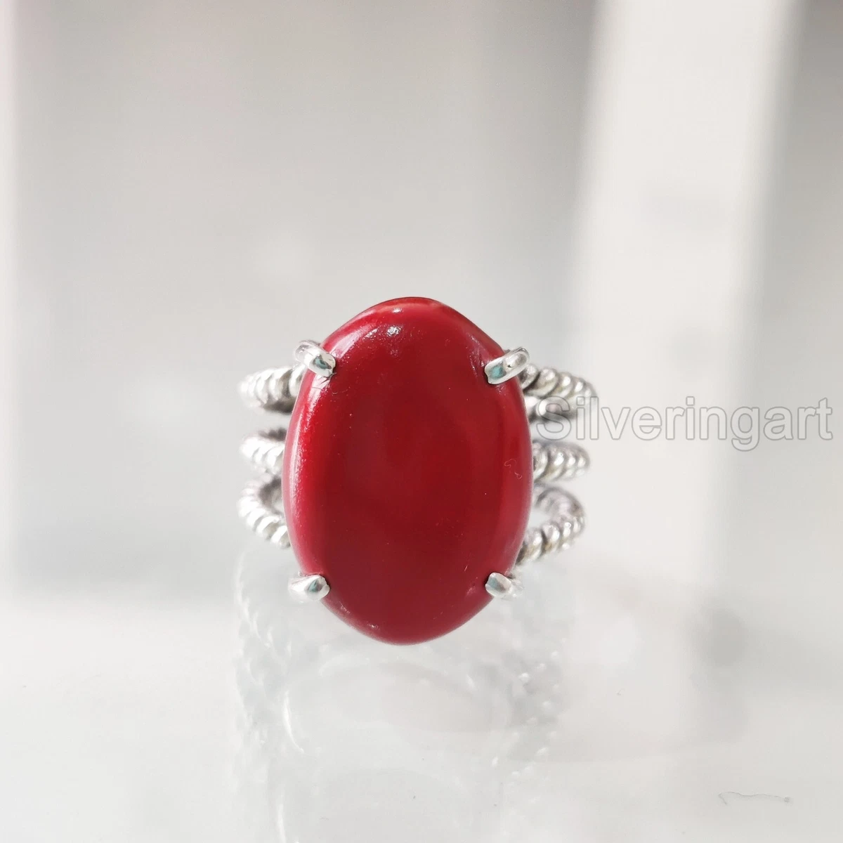 Divya Shakti 7.25- 7.50 Ratti Triangular Red Coral / Moonga / Munga Stone  Panchdhatu Ring Stone Coral Ring Price in India - Buy Divya Shakti 7.25-  7.50 Ratti Triangular Red Coral /