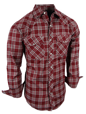 Plaid Shirt Mens Western Flap Pockets Triple Snap Cuffs TRUE FIT Country Casuals