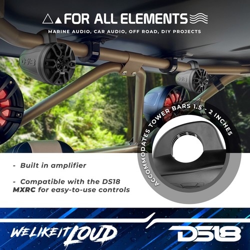 DS18 MP4TPBT 4" Marine/Wakeboard Amplified Tower Speakers with Bluetooth - Pair - Picture 3 of 9