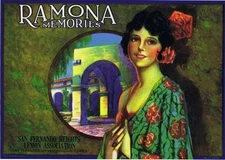 Ramona Memories, Spanish woman, California VTG Lemon Crate Label