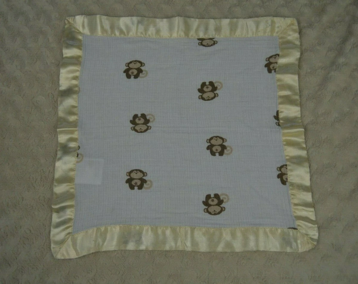 Aden Anais Monkey Lovey Baby Security Blanket Brown White Star Belly Tan
