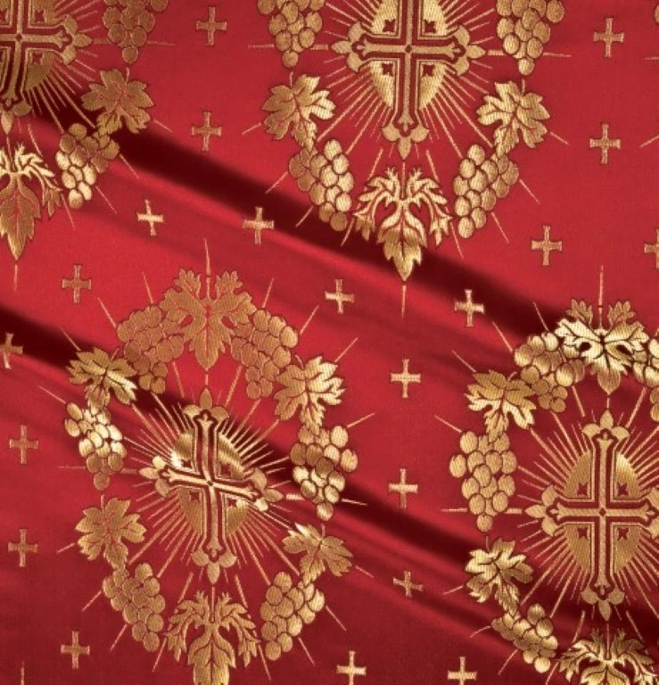 Vestimenta Iglesia Brocado Litúrgico Ortodoxo Griego 150cm Ancho Patrón Cruz Foto 3 de 4