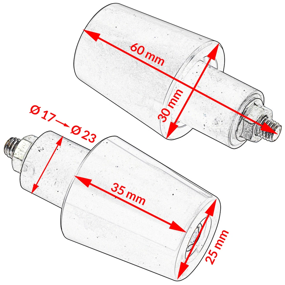 Set Contrappesi Bilancieri Stabilizzatori Manubrio Moto Scooter Alluminio Nero - Immagine 3 di 3