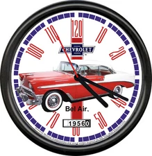 Licensed 1956  Red Chevy Belair 2 Door Chevrolet General Motors Sign Wall Clock