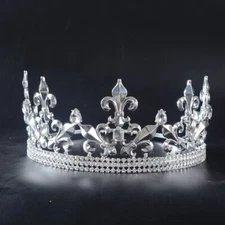 Full King Metal Round Crown Austrian Rhinestone Imperial Medieval Theater C188