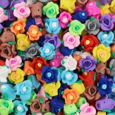 30pcs/lot 13mm Polymer Clay Rose Flower Spacer Loose Beads for Jewelry Making