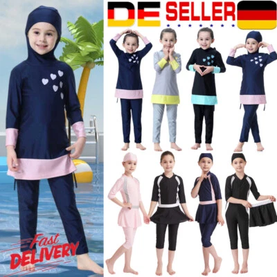 Muslimische Mädchen Kinder Modest Sommer Schwimmanzug Burkini Set Bademode  OL - Bild 1 von 4