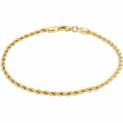 10K Yellow Gold 1.5MM Diamond Cut Rope Chain Anklet - 10" Inch - ITALY 10KT - Picture 1 of 3