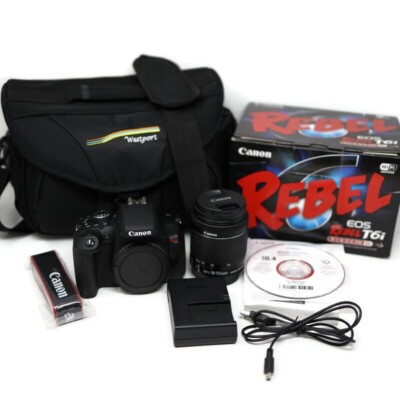 Canon EOS Rebel T6i Digital SLR Camera, EF-S 18-55mm IS STM Lens, Bag Bundle