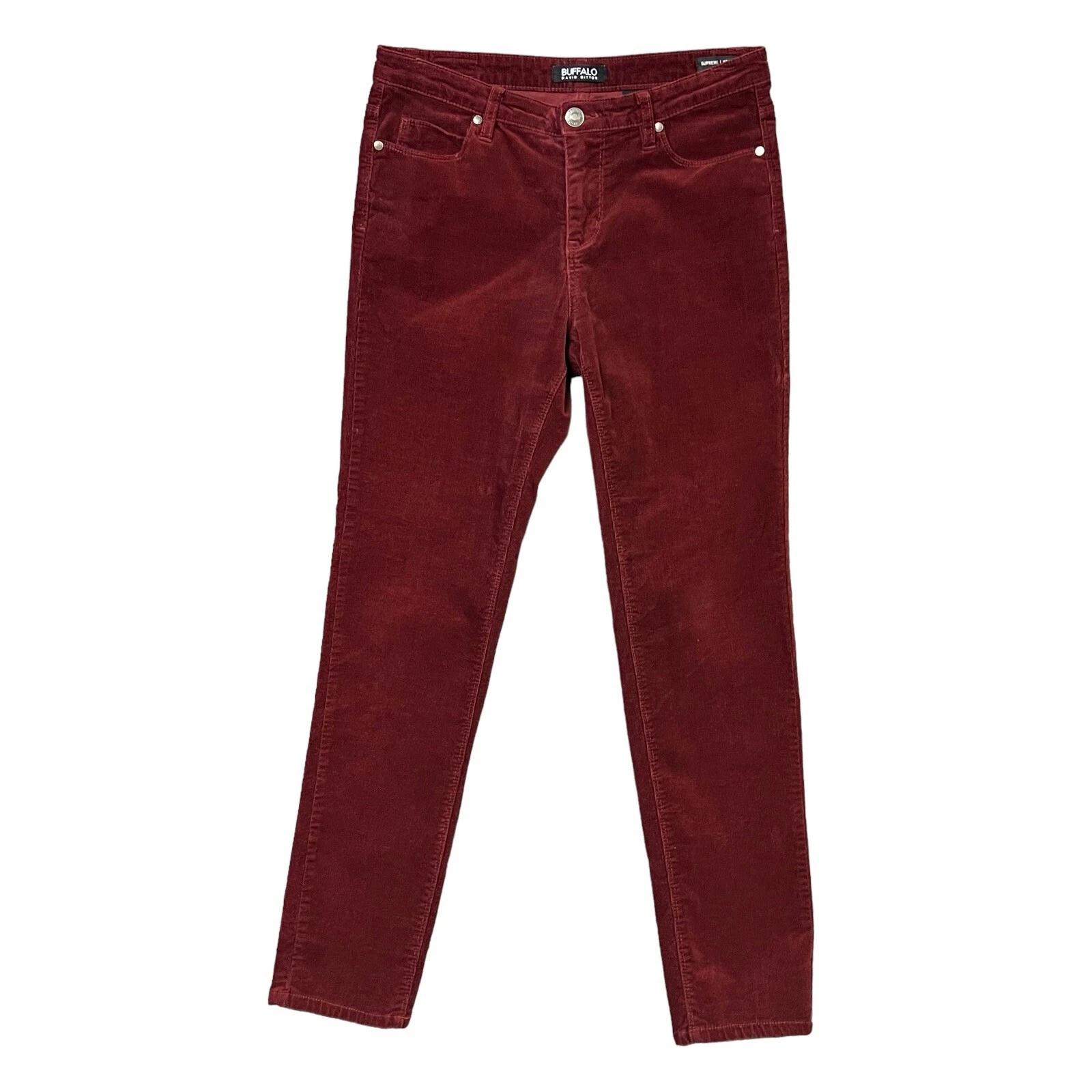 Jean Buffalo David Bitton rouge velours côtelé suprême skinny stretch taille 8/29 vacances