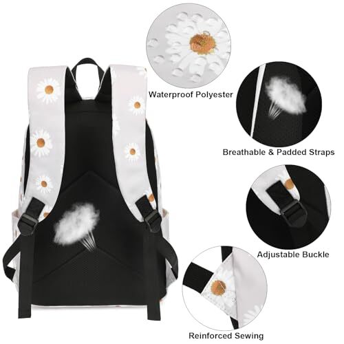 Daisy Backpack for Girls Women, Teens School Bags Bookbags Ladies Daisy Grey - Bild 3 von 5