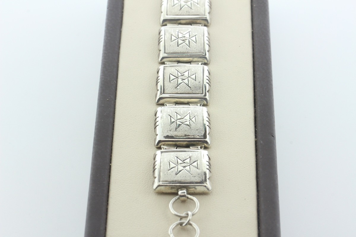 Navajo Artisan Signed 'J' Sterling Silver Southwestern Pattern