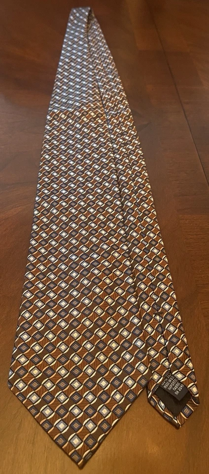 Corbata de cuello Stafford vintage marrón azul 100 % seda para hombre hecha en EE. UU. Foto 3 de 4