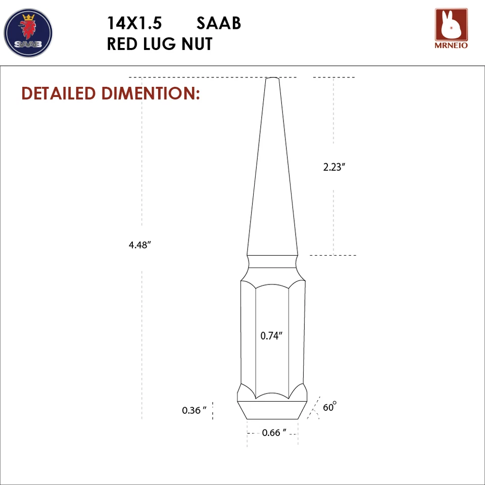 24 PIEZAS TUERCAS SAAB 9-4X 14X1.5 ROJO BELLOTA ESPIGA + LLAVE Foto 2 de 3